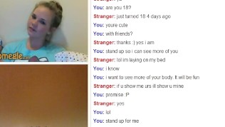 18 Year Old Blonde on Omegle Flashes Big Tits